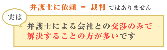 実は弁護士による会社との交渉のみで解決に至ることの方が多いです