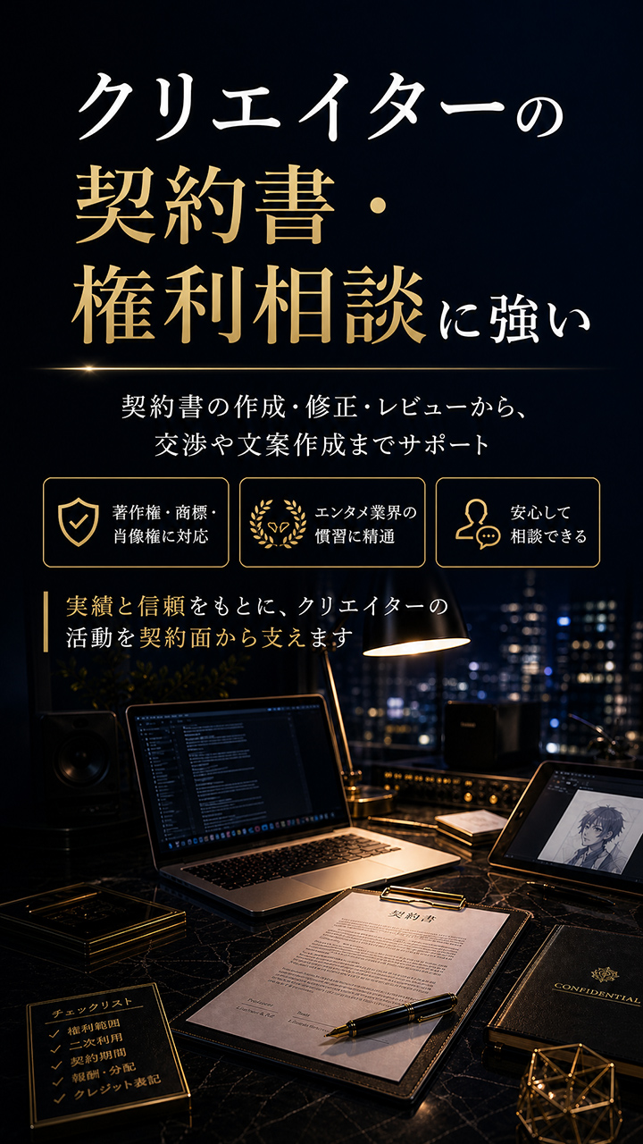 エンターテインメントに関する契約書のご依頼は、レイ法律事務所へ！
